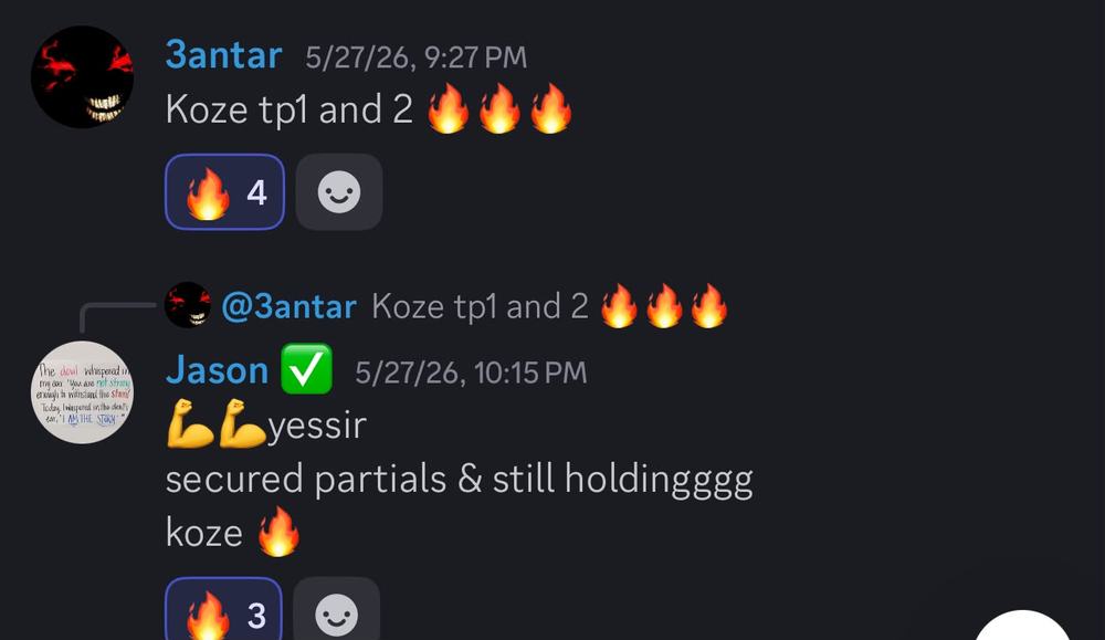Member result shared in the KOZE Discord